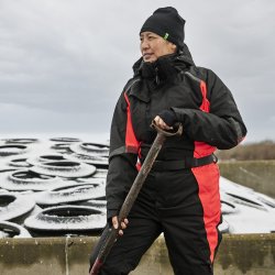 Dame vinterkedeldragt rd/sort